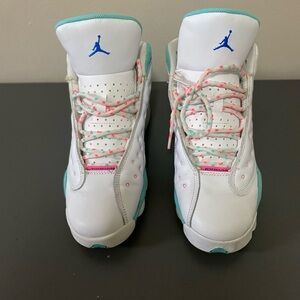 Air Jordan 13 Retro White and Aurora Green Teal DS GS - Size 7y